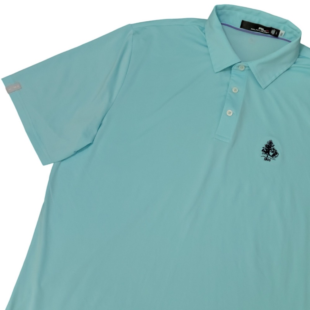 RLX Ralph Lauren Golf Polo Shirt Large Blue Short Sleeve Wicking Embroidered